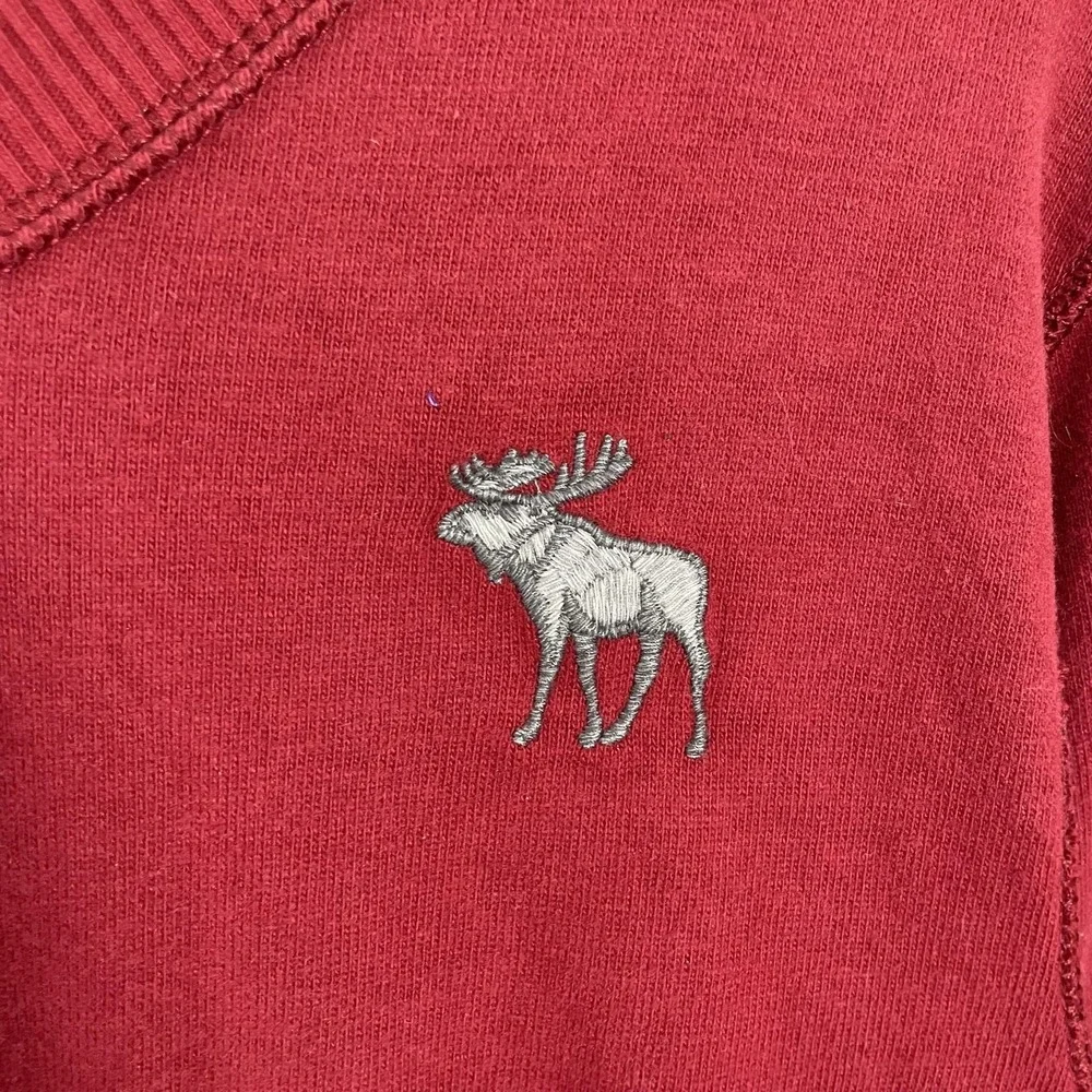 Abercrombie & Fitch Sweater Mens XL Red V Neck Knit Pullover Moose Irregular Y2K